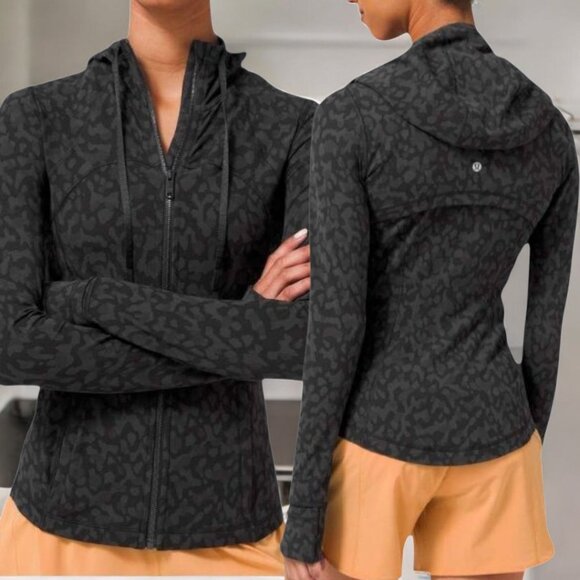 LULULEMON ( 8 ) Hooded Defined Jacket Camo Deep Coal For On The Move - Picture 1 of 10